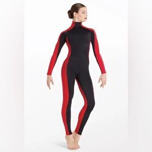 Weissman Elite Dance Costume unitard jumpsuit Black red Destinations MT11202 MC